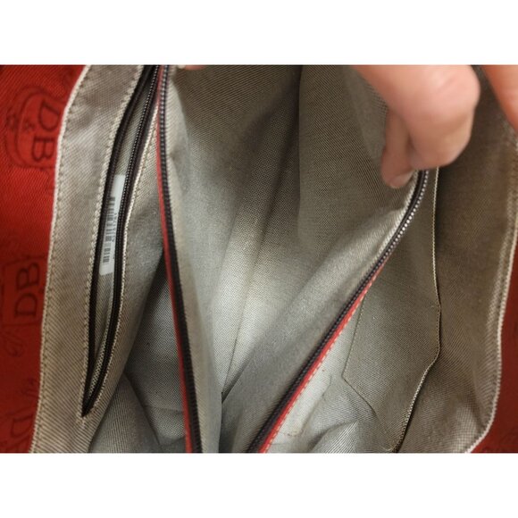 Dooney & Bourke Red Canvas Leather Satchel Tote Bag Matching Pouch Classic Prep - Picture 8 of 12